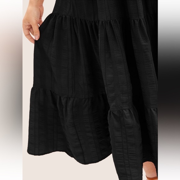 BloomChic Plus Size XL Plain Ruched Drawstring Pocket Ruffle Tiered Dress us14 - Picture 6 of 9